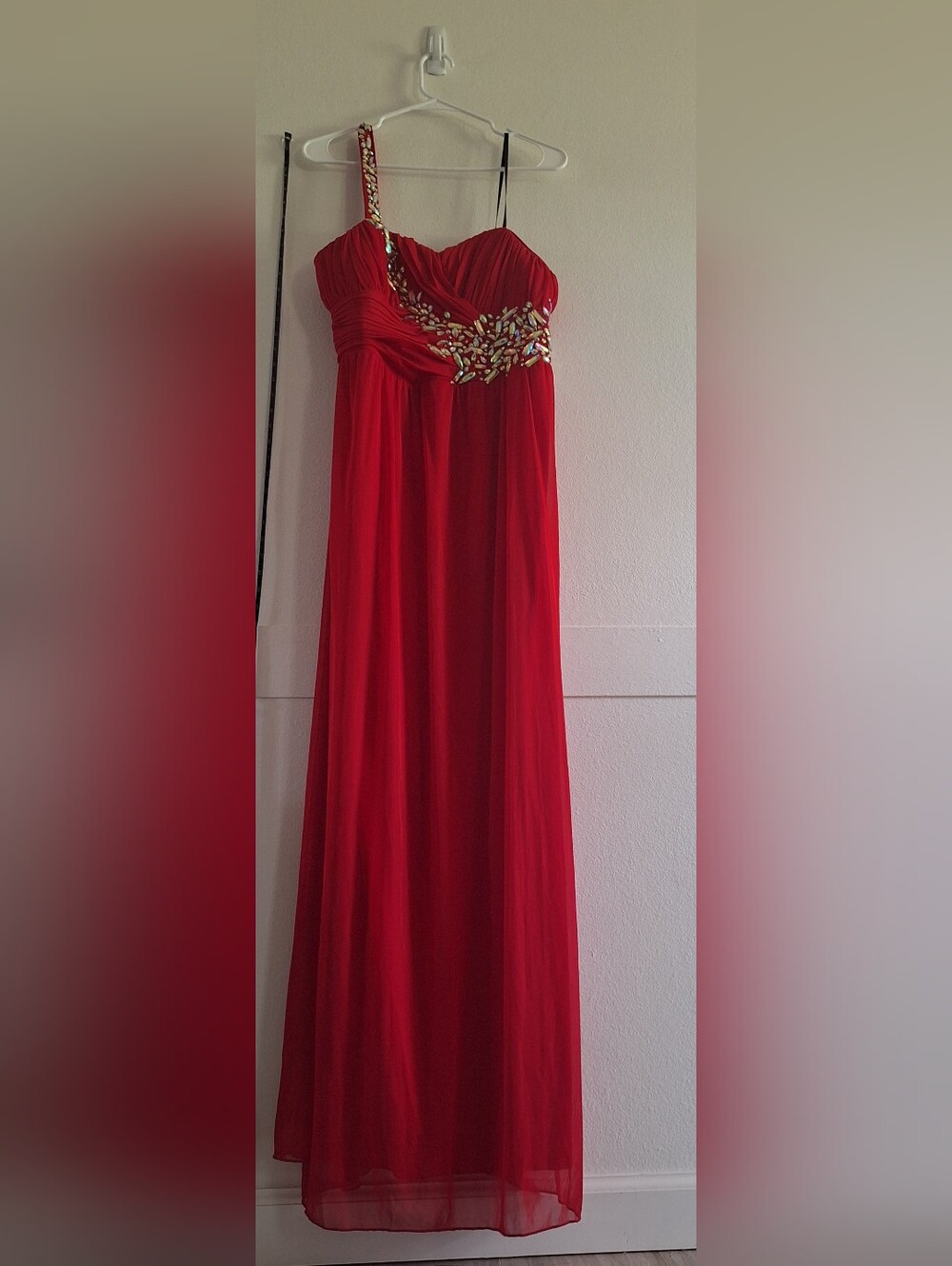 City Triangles Red One-Shoulder Jeweled Evening Gown